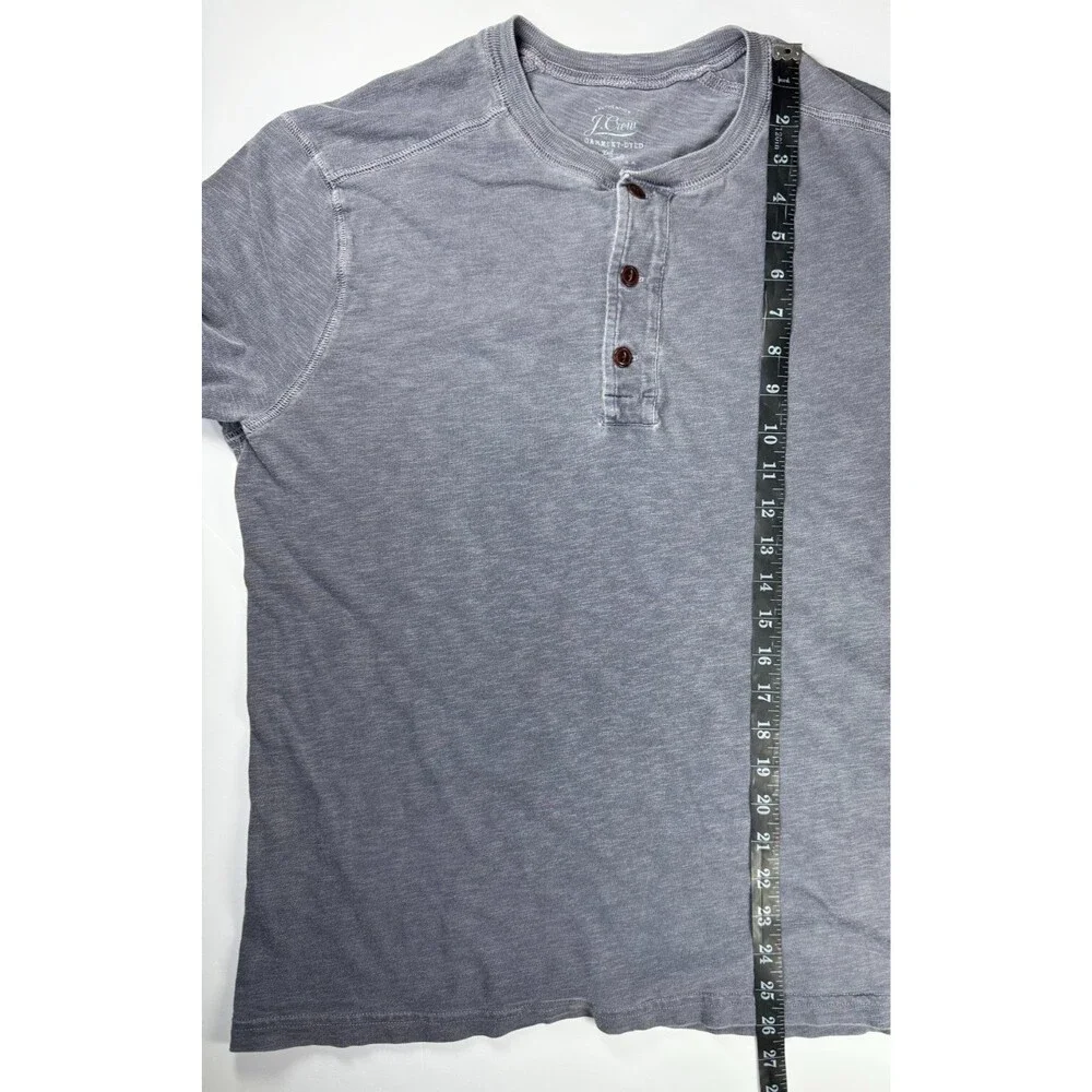 J Crew Henley Shirt Mens Medium Gray Garment Dyed Long Sleeve Knit Made in‎ USA